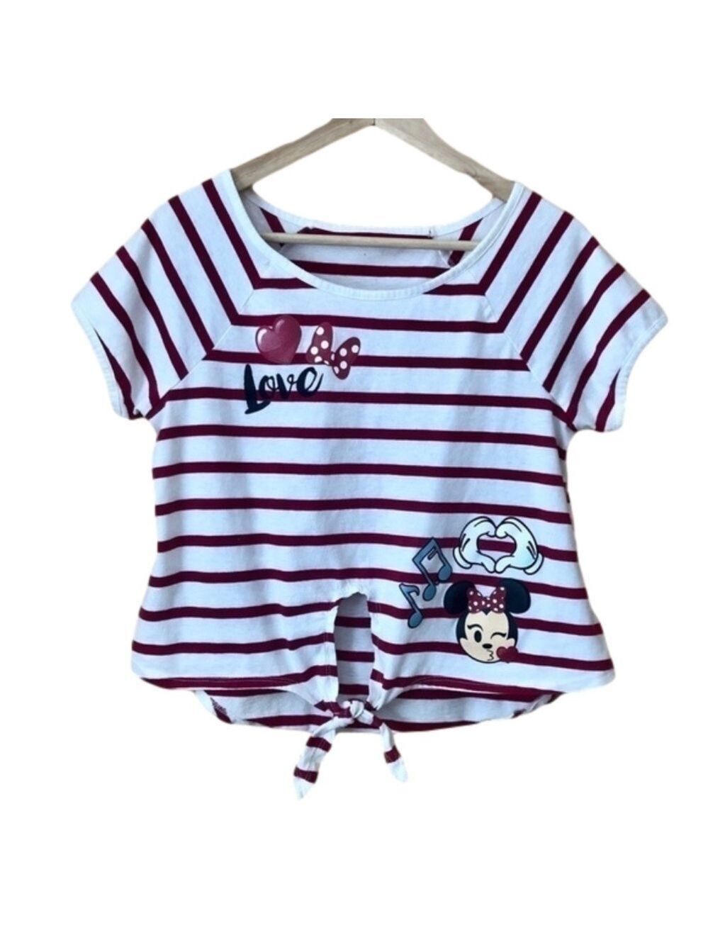 Vintage Disney Destinations scoop neck tie front crop tee M